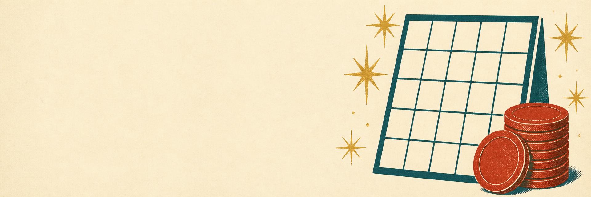 Free Bingo Board Generator illustration in retro screenprint style