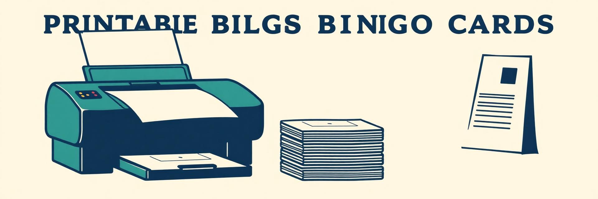 Bingo cards PDF printable download illustration in retro screenprint style