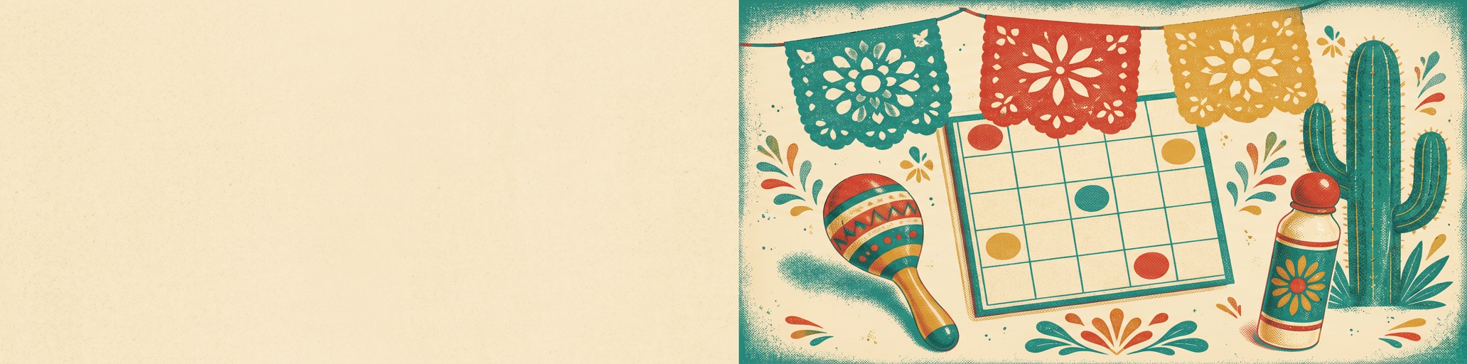 Cinco de Mayo Bingo Cards illustration in retro screenprint style