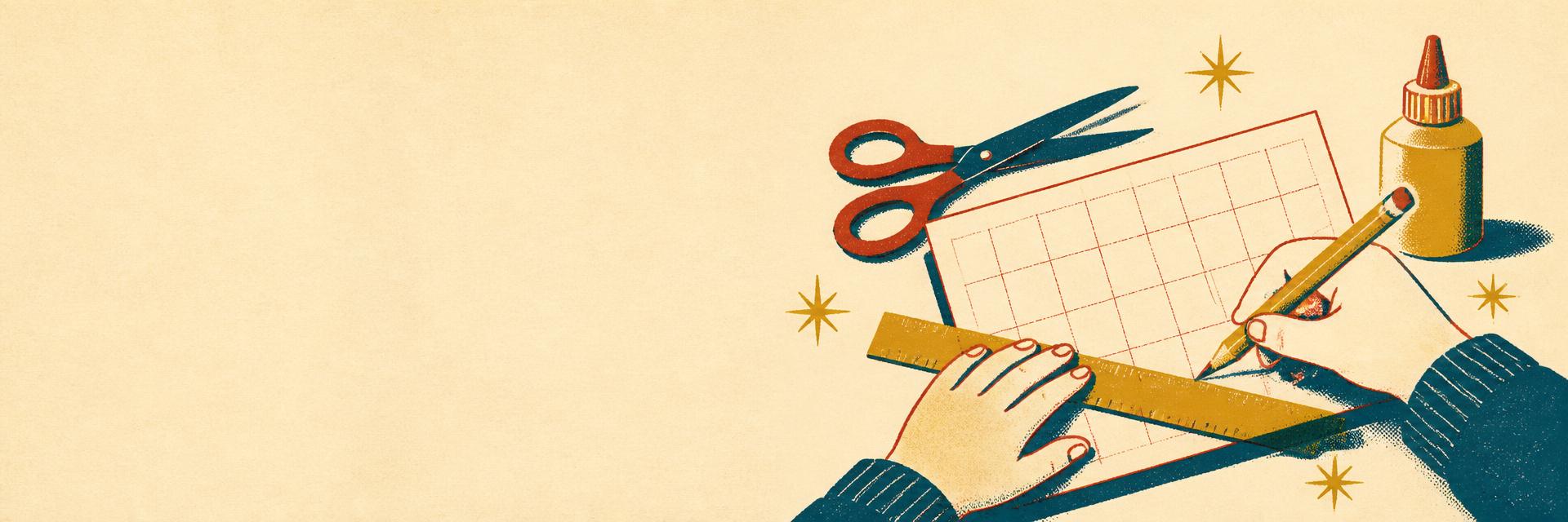 How to make bingo cards illustration in retro screenprint style