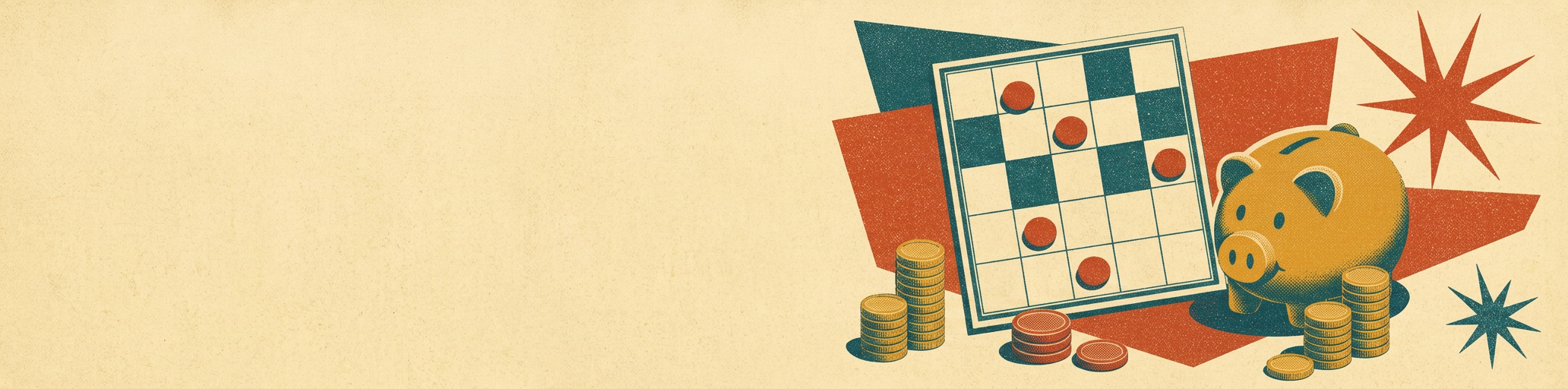 Money Bingo Cards illustration in retro screenprint style