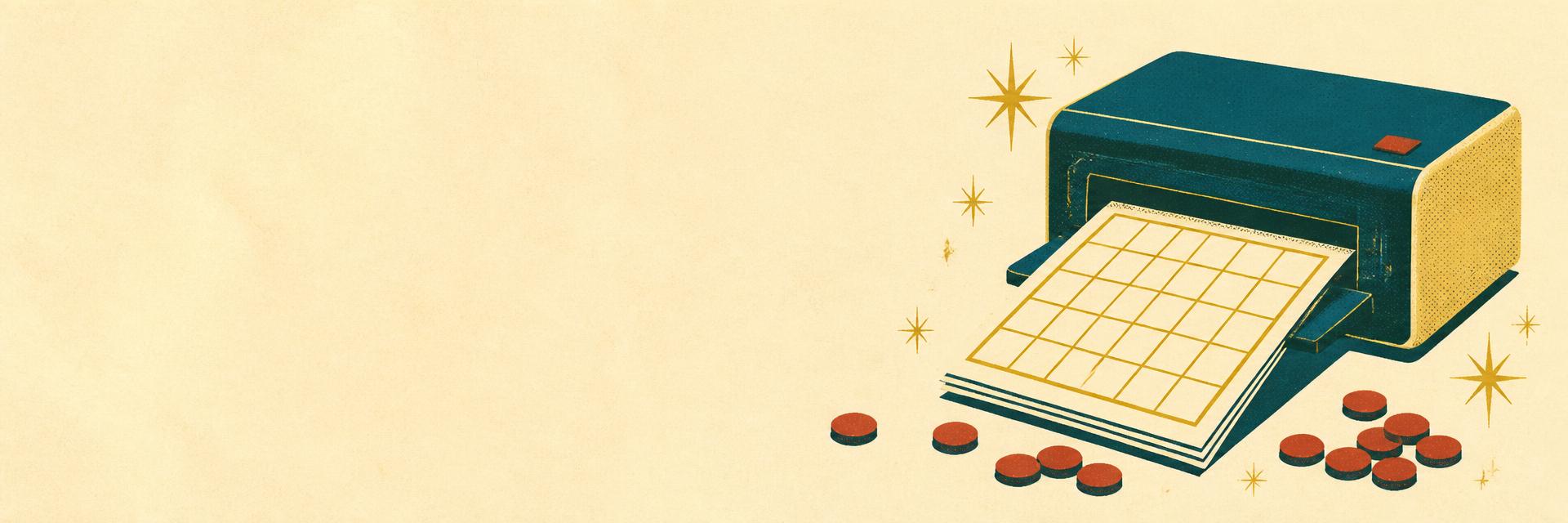 Free Printable Bingo Cards (PDF) illustration in retro screenprint style