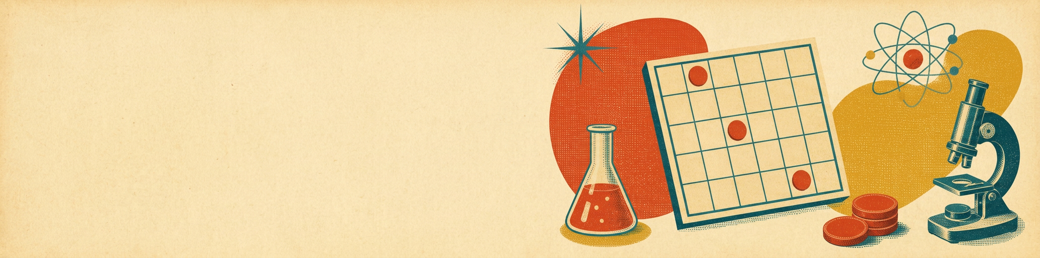 Science Bingo Cards illustration in retro screenprint style